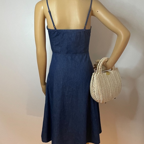 Minimalist spaghetti strap Jean cutout midi dress! - Picture 10 of 14